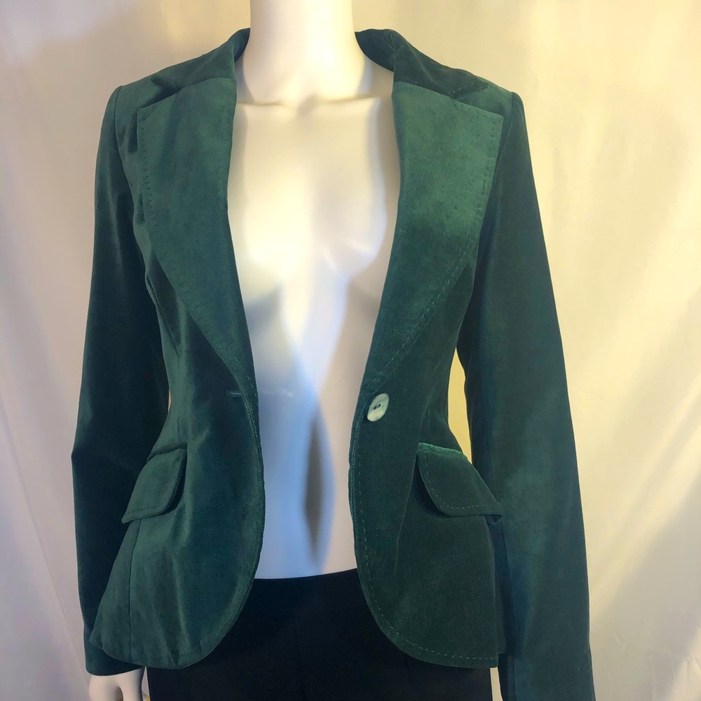 H & M Velvet Green Blazer size 6
